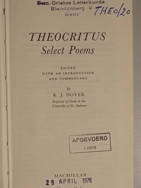 Theocritus. Select Poems