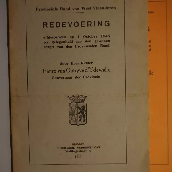 Redevoering uitgesproken op 1 october 1945 ter gelegenheid van den gewonen zittijd van den Provincialen Raad