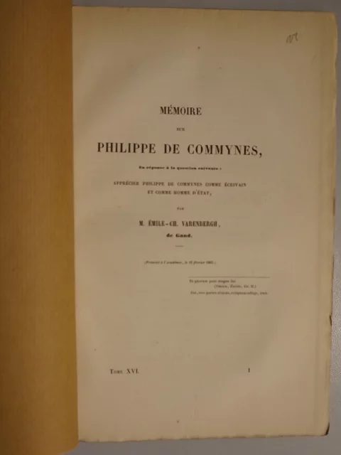 Mémoire sur Philippe de Commynes