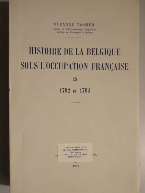 Histoire de la Belgique sous l'occupation française en 1792 et 1793