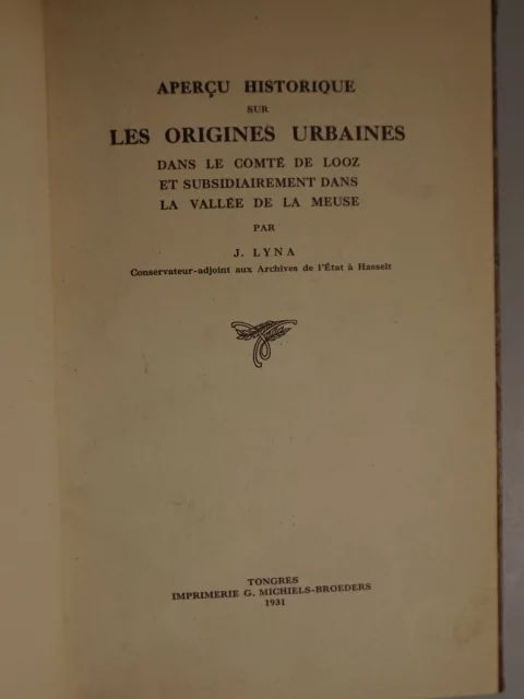 Aperçu historique sur les origines urbaines dans le comté de Looz et subsidiairement dans la vallée de la Meuse