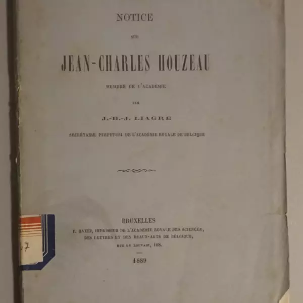 Notice sur Jean-Charles Houzeau, membre de l'Académie