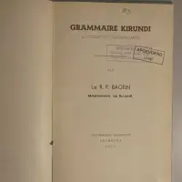 Petite grammaire Kirundi à l'usage des commerçants