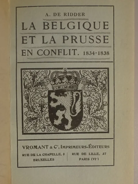 La Belgique et la Prusse en conflit. 1834-1838