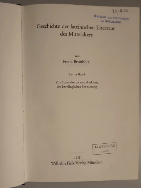 Geschichte der lateinischen Literatur des Mittelalters