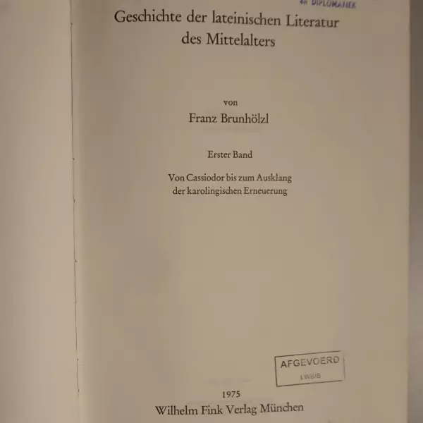 Geschichte der lateinischen Literatur des Mittelalters