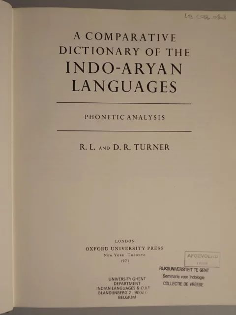 A Comparative Dictionary of the Indo-Aryan Languages. Phonetic Analysis