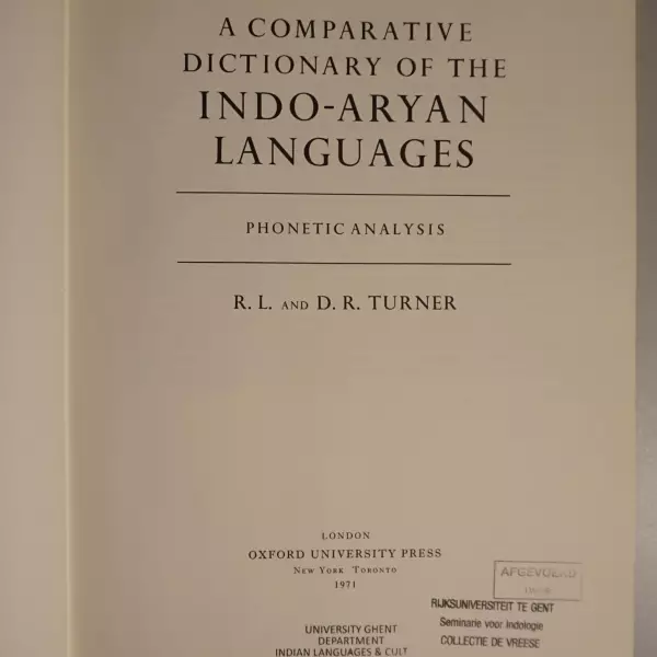 A Comparative Dictionary of the Indo-Aryan Languages. Phonetic Analysis
