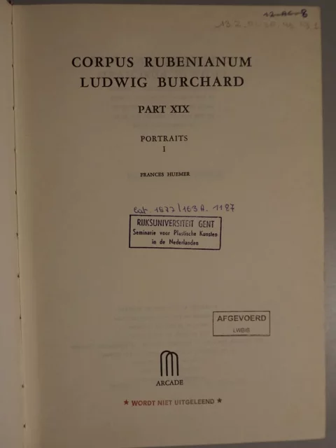 Corpus Rubenianum Ludwig Burchard part XIX. Portraits I