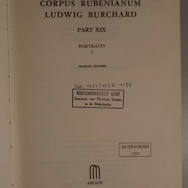Corpus Rubenianum Ludwig Burchard part XIX. Portraits I