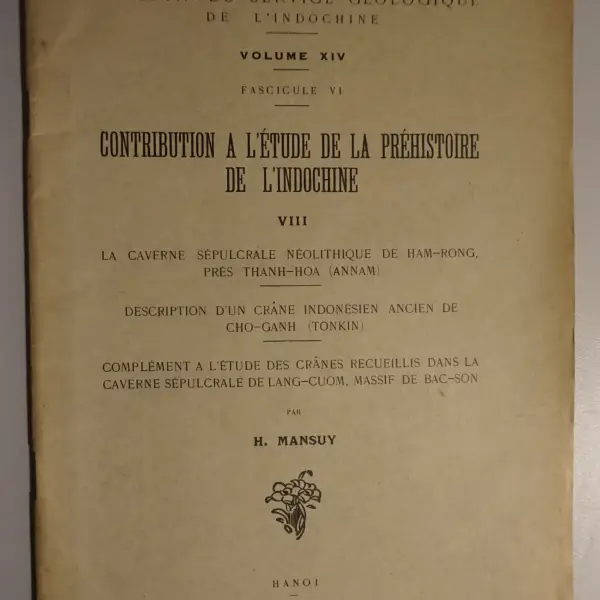 Contribution à l'étude de la préhistoire de l'Indochine VIII