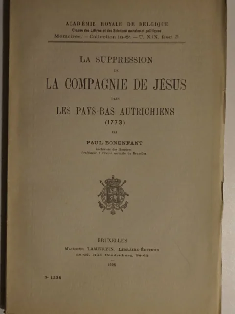 La suppression de la Compagnie de Jésus dans les Pays-Bas autrichiens (1773)