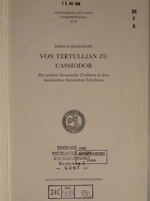 Von Tertullian zu Cassiodor. Die profane literarische Tradition in dem lateinischen christlichen Schrifttum