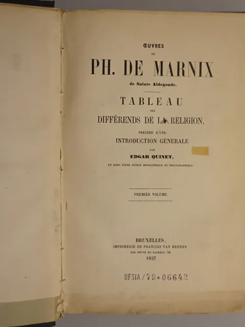 Tableau des Différends de la Religion. Précédé d'une introduction générale par Edgar Quinet