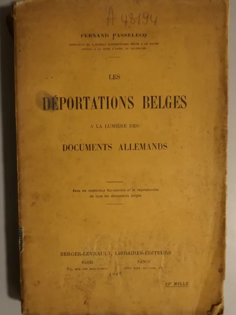 Les Déportations belges à la Lumière des Documents allemands