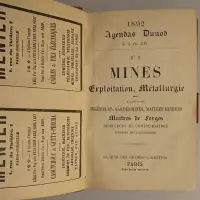 Agendas Dunod N° 2 Mines exploitation, métallurgie - à l'usage des ingénieurs, gardes-mines, maîtres mineurs, maîtres de forges, directeurs et contre-maîtres d'usines métallurgiques