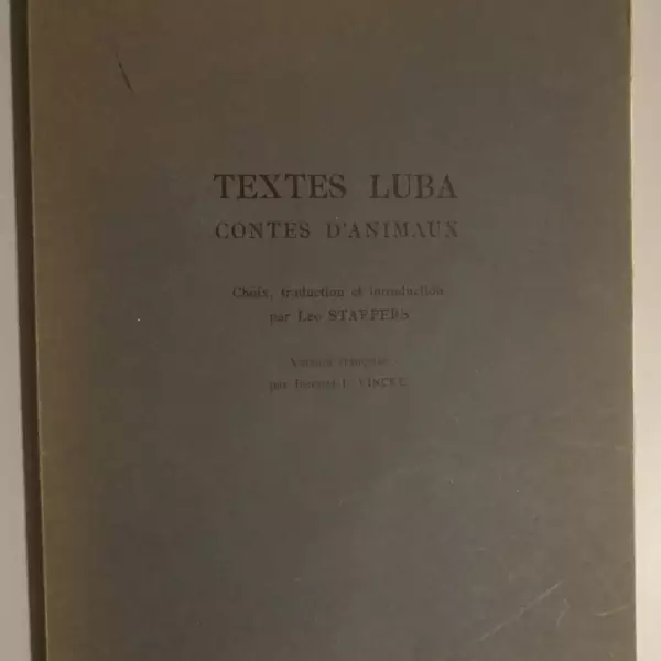 Textes Luba. Contes  d'animaux