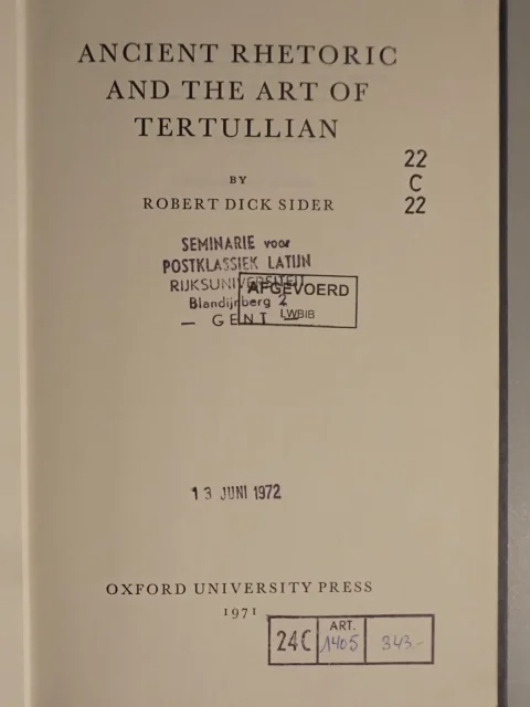 Ancient Rhetoric and the Art of Tertullian