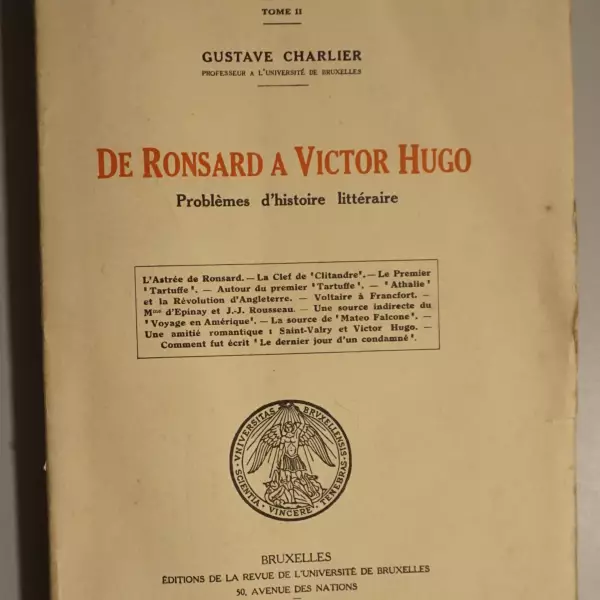 De Ronsard à Victor Hugo