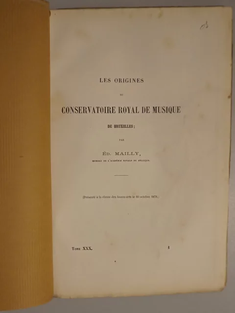 Les origines du Conservatoire Royal de Musique de Bruxelles