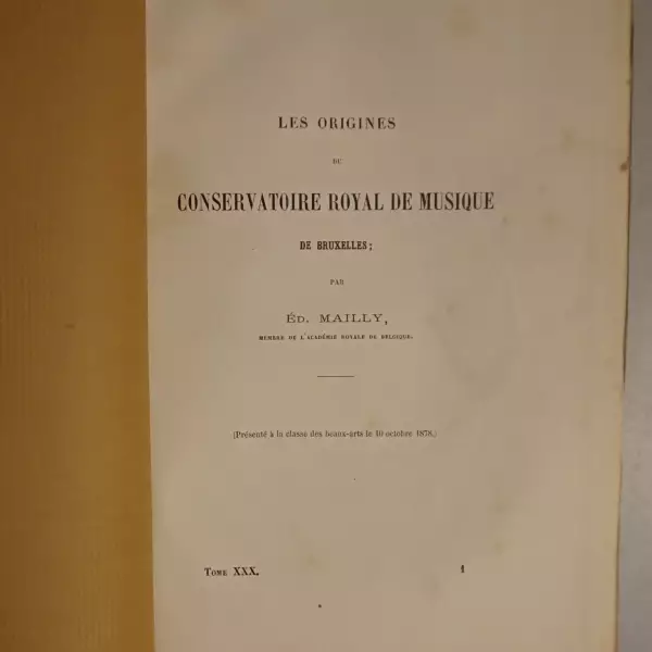 Les origines du Conservatoire Royal de Musique de Bruxelles