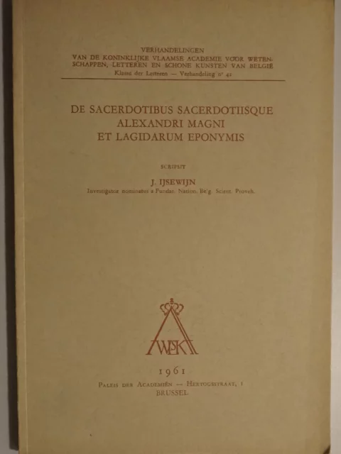 De sacerdotibus sacerdotiisque Alexandri Magni et Lagidarum eponymis