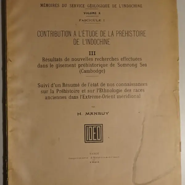 Contribution à l'étude de la préhistoire de l'Indochine III.