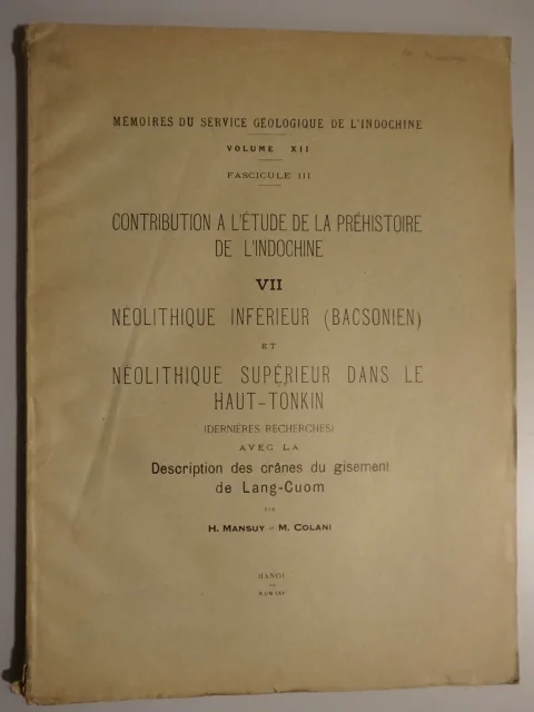 Contribution à l'étude de la préhistoire de l'Indochine VII.