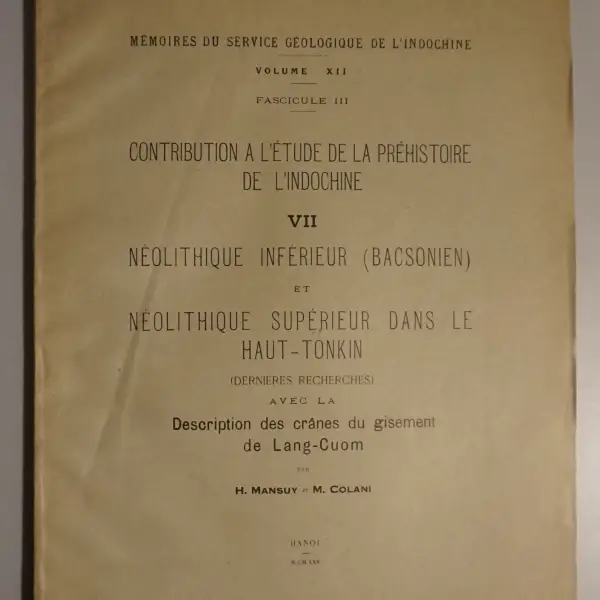 Contribution à l'étude de la préhistoire de l'Indochine VII.