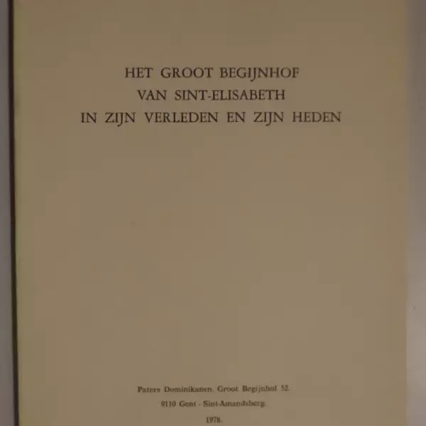 Het groot begijnhof van Sint-Elisabeth in zijn verleden en zijn heden