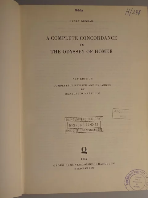 A complete concordance to the Odyssey of Homer
